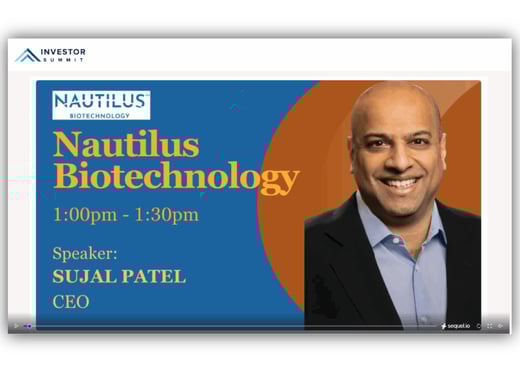 Nautilus Investor Presentation Screenshot featuring a Headshot of Sujal Patel