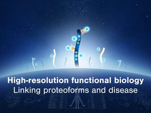 Proteins on the Nautilus Platform being probed for proteoform analysis.